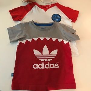 Two toddler boys shirts by Adidas & Zara.